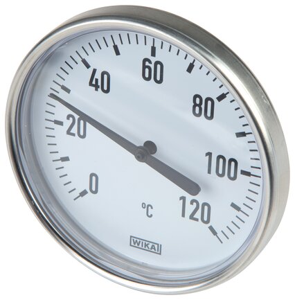 Exemplaire exposé: Thermomètre bimétallique horizontal avec boîtier en aluminium et tube de protection en cuivre