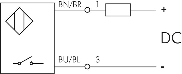 Symbol przelaczania: Podwójny przewód czujnika Solid-State